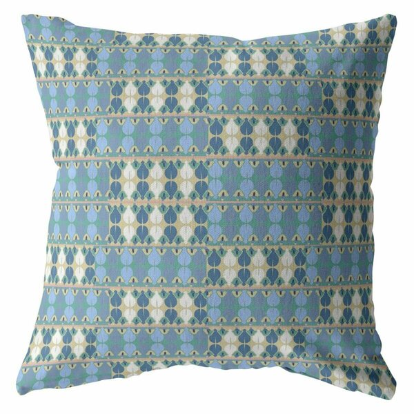 Palacedesigns 18 in. Spades Indoor & Outdoor Throw Pillow Muted Light Blue & Cream PA3677053